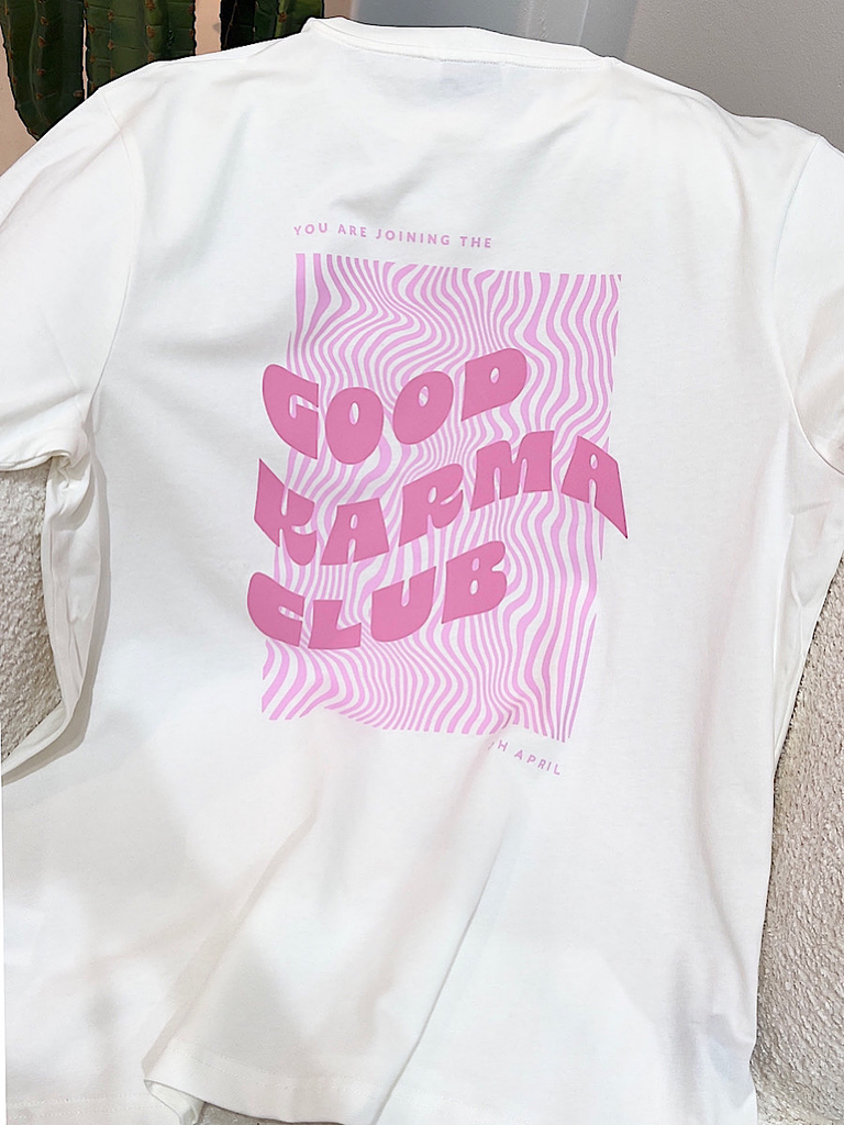 T-Shirt Good Karma Club Off White/Blush