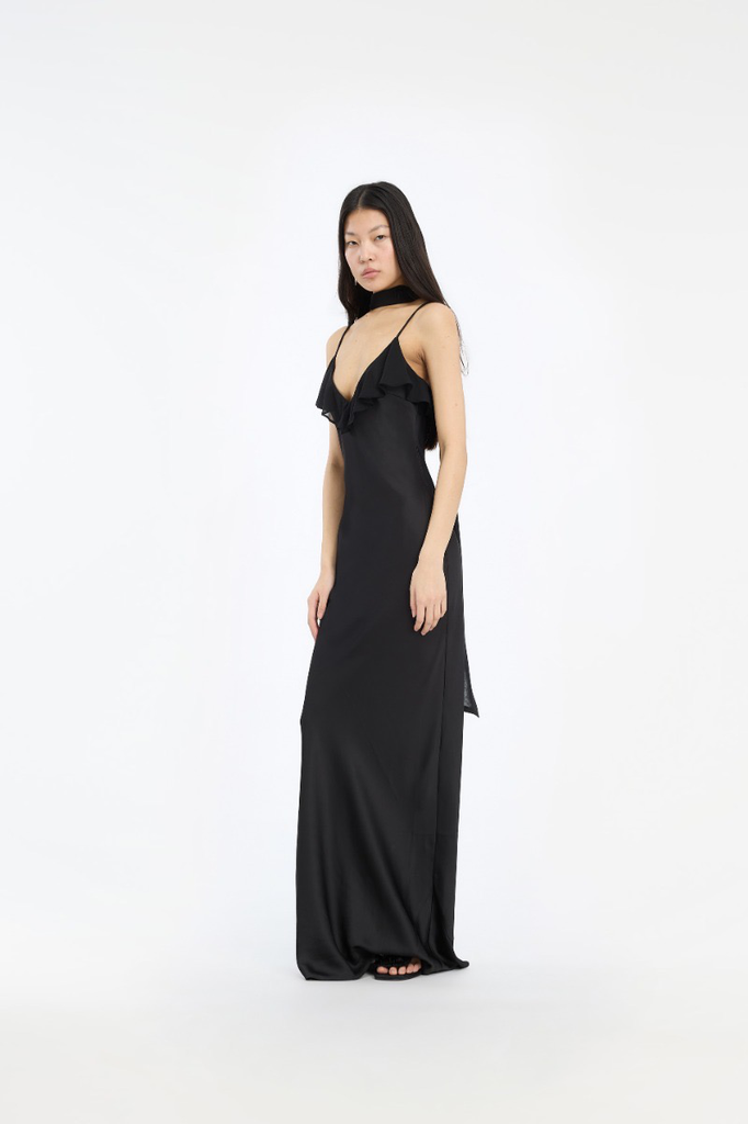 Kleid V-Neck Slip Dress Black