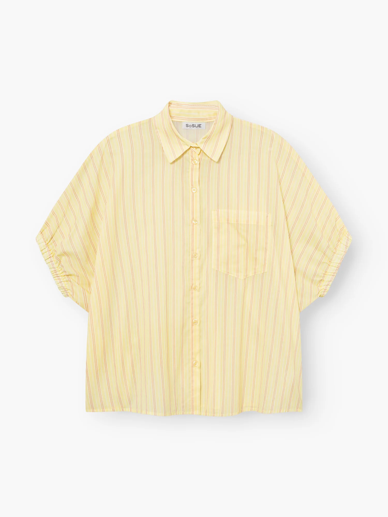 Bluse Cowboy Collar Voile Yellow Stripes