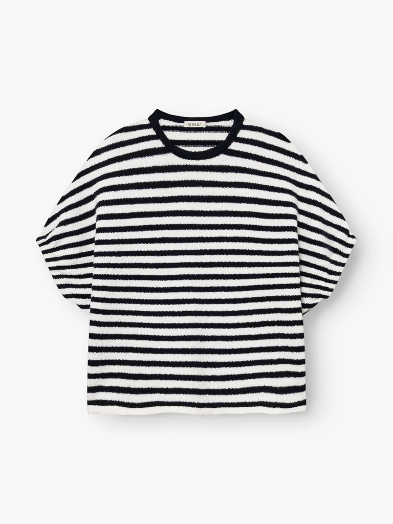 Bluse Cowboy Knit Stripes Blue White