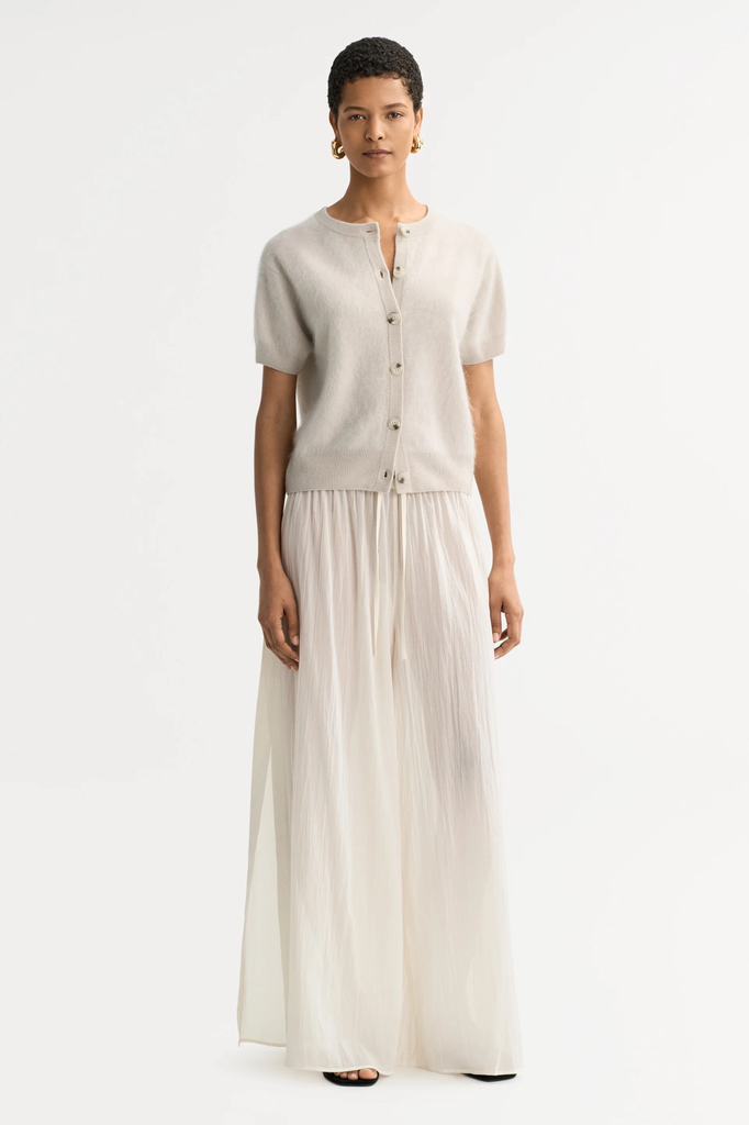 Cardigan Brushed Short Sleeves Chalk