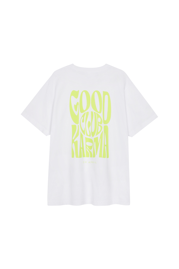 T-Shirt Good Karma Club White/Lime