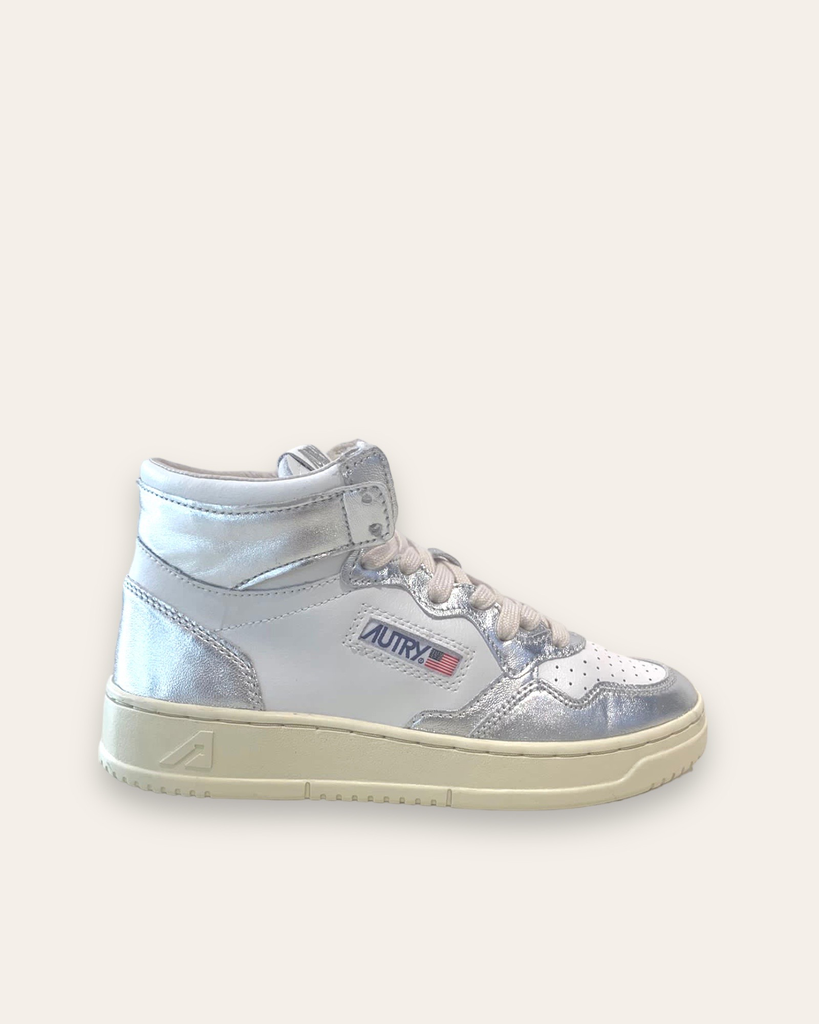 Sneaker Mid in Weiß/Silber