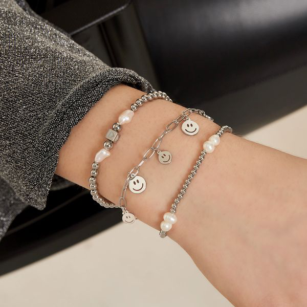 Armband Smiley Charms in Silber
