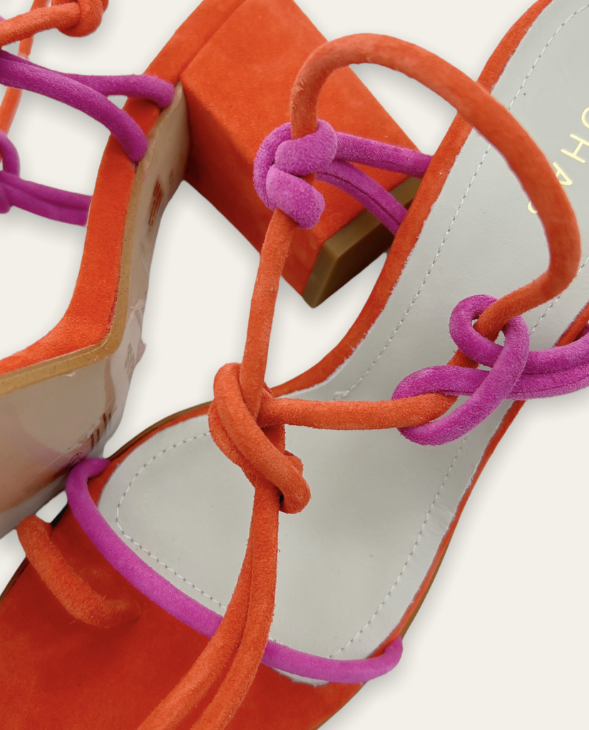 Sandale Grace mit Blockabsatz in Magenta/Orange