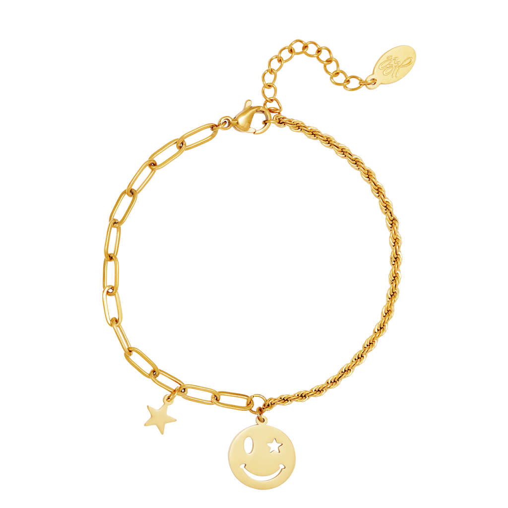 Armband Smiley and Star in Gold