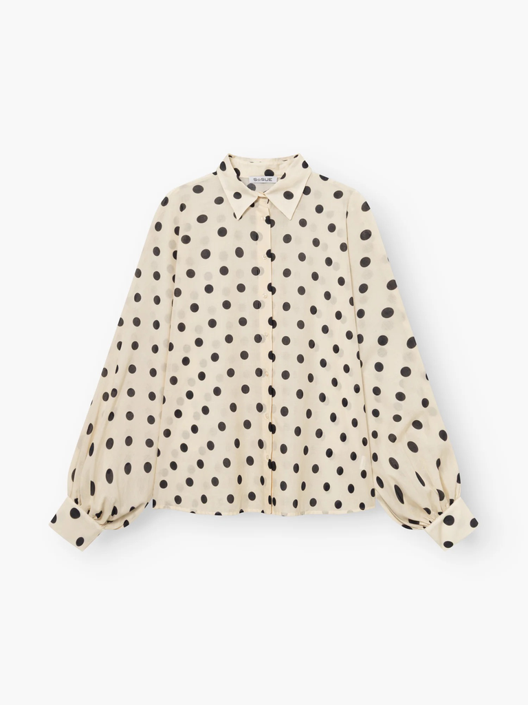 Bluse Antonia Dots Ecru Black