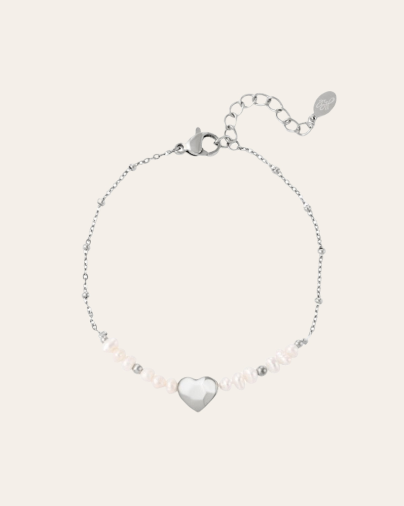 Armband Heart and Pearls in Silber