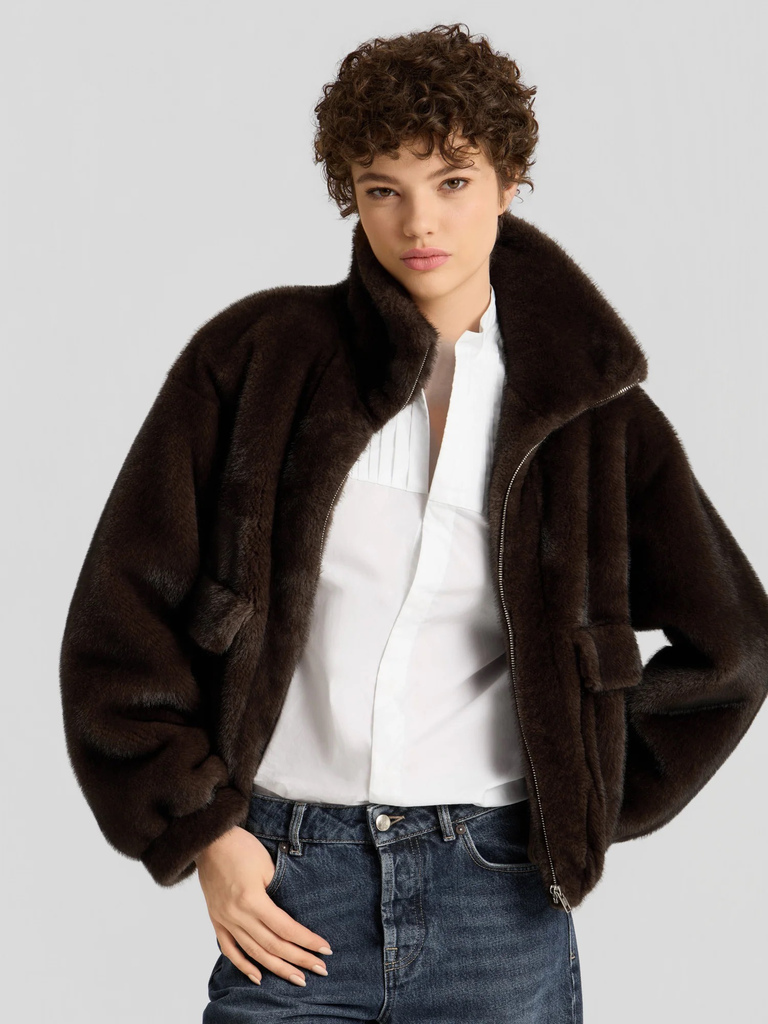Jacke Faux Bomber Brown