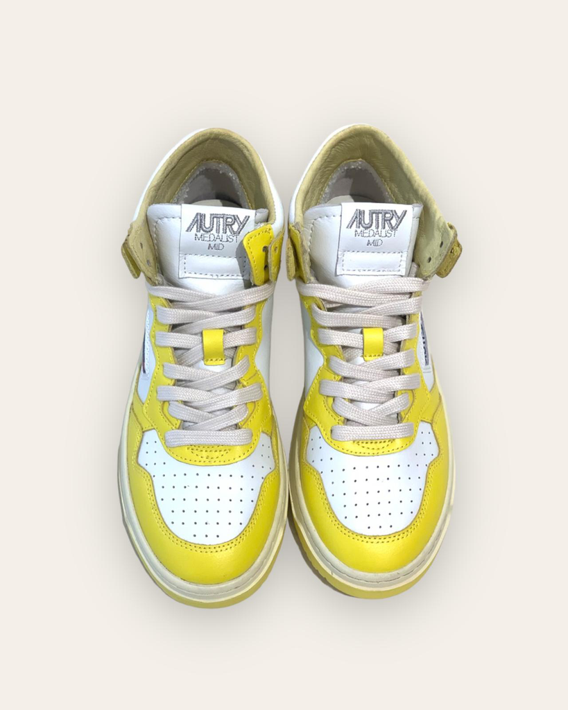 Sneaker Mid in White/Yellow