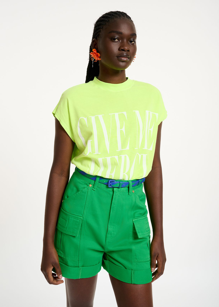 T-Shirt Dolton mit Print Neongelb