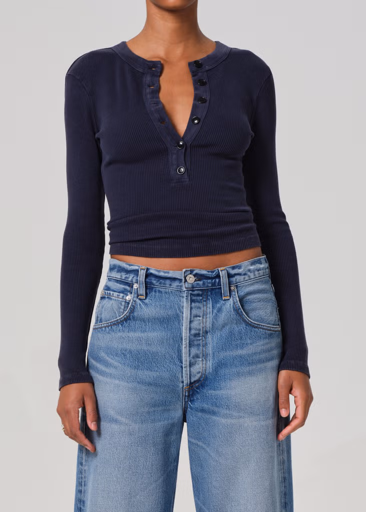 Longsleeve Varra Henley Marine