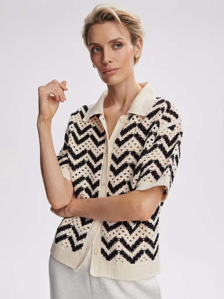 Varley - Shirt Anais Crochet Polo Birch