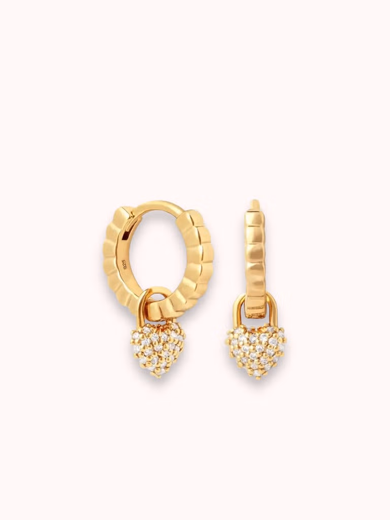 Creolen Sparkle Heart 18k vergoldet