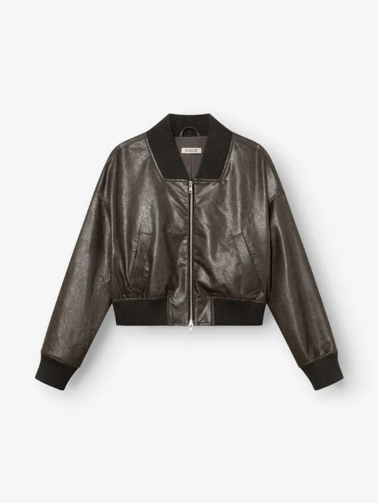 Bomber Vegan Leather Olive