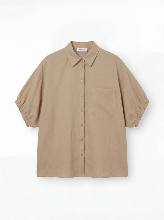 Bluse Cowboy Collar Voile Sand