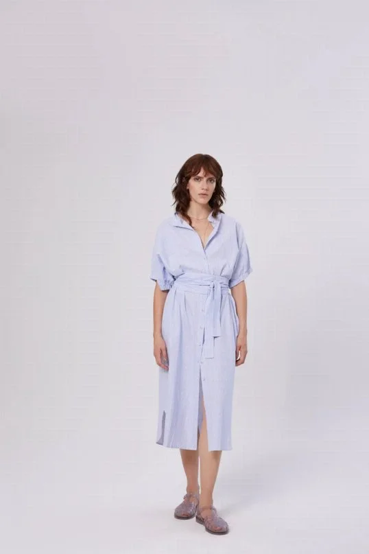 Kleid Cowboy Button Stripes Blue White