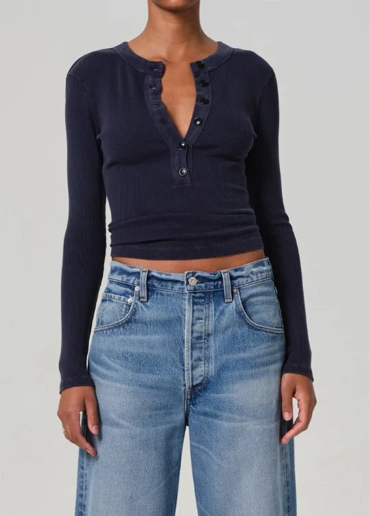 Longsleeve Varra Henley Marine