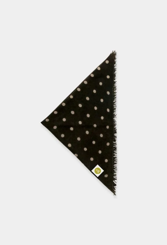 Tuch Bandana Polkadots Canteen Greige mit Fransen