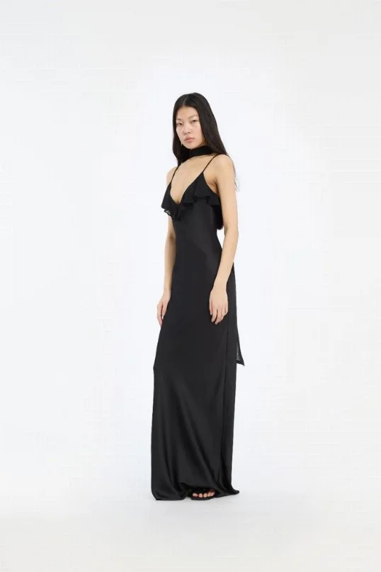 Kleid V-Neck Slip Dress Black
