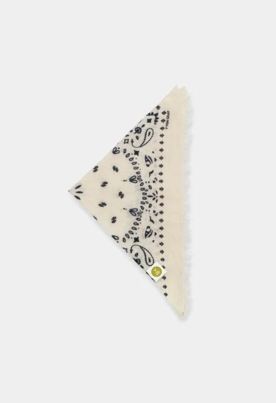 Tuch Bandana Paisley Z Weiß/Schwarz mit Fransen