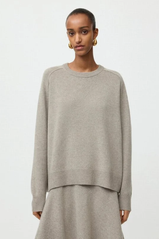 Pullover Cashmere Boyfriend Crewneck Greige