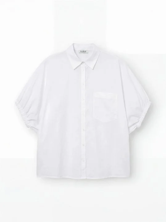 Bluse Cowboy Collar Voile White