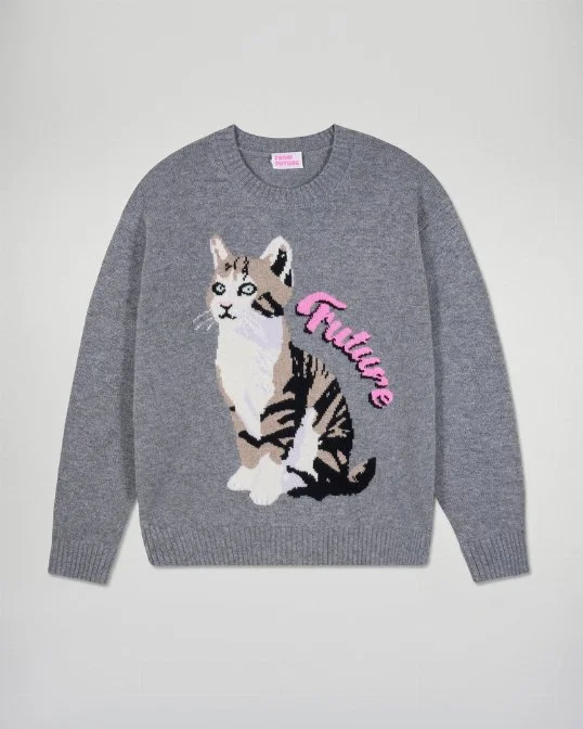 Pullover Future Cat Grau