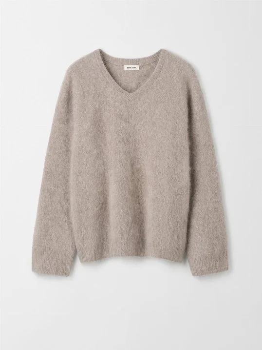 Pullover Brushed V-Neck Greige