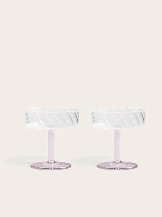 Glas Set Coupe Twirl Pink