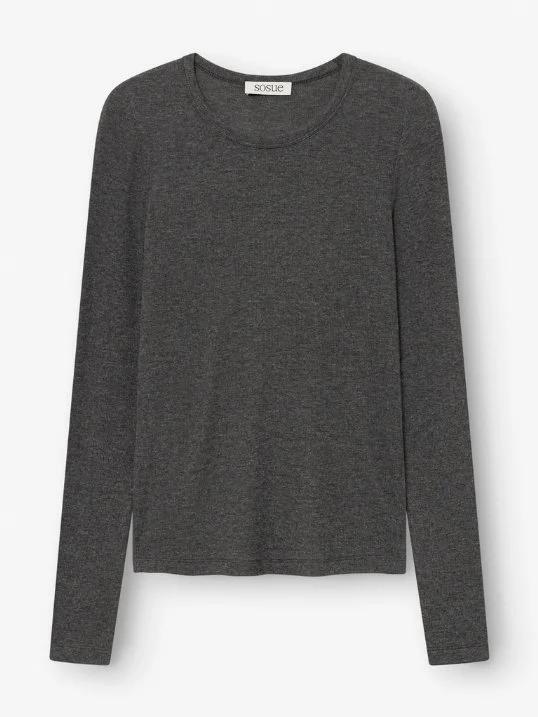 Pullover Cashmere Long Sleeve Rib Anthrazit