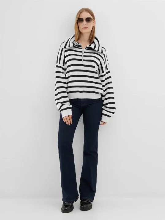 Pullover Sailor Zipper Blue Stripes