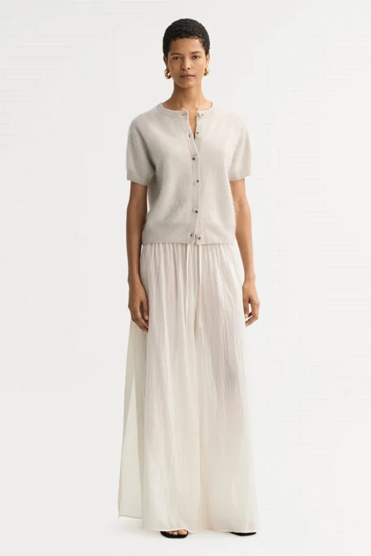 Cardigan Brushed Short Sleeves Chalk