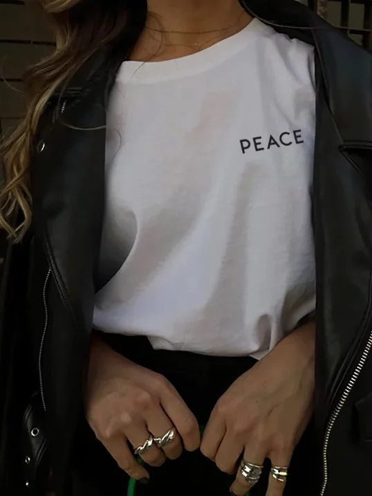 T-Shirt Peace in Weiß