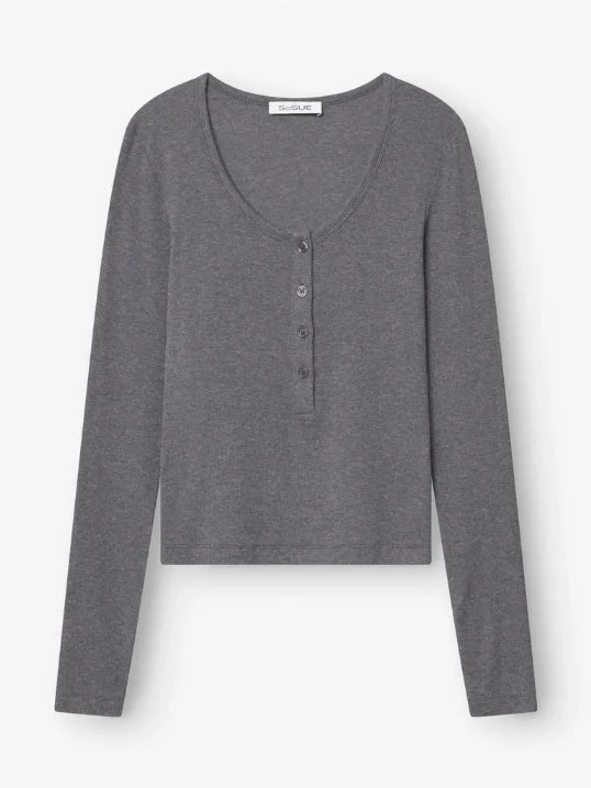 Long Sleeve Button Anthrazit