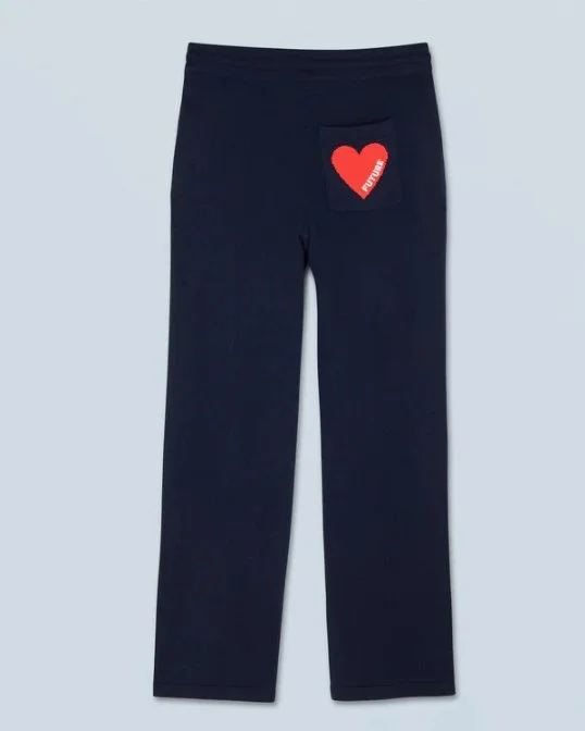 Hose aus Kaschmir Jogger Herz Navy