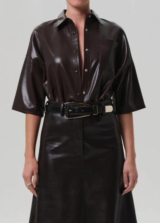 Shirt Frances Cropped Cape in Chocolate