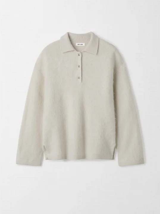 Pullover Brushed Polo Shirt Chalk