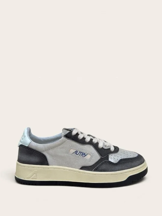 Sneaker Medalist Leather Suede Silver Black