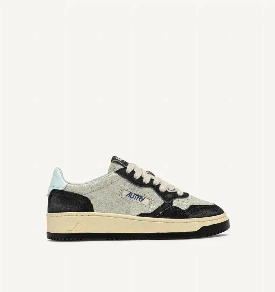 Sneaker Medalist Leather Suede Silver Black