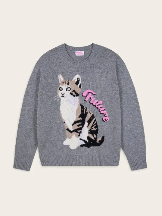 Pullover Future Cat Grau