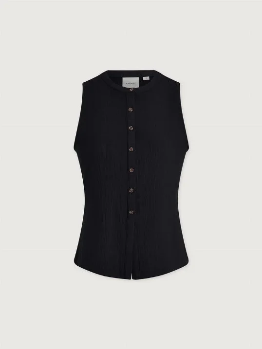 Top Latia Button Schwarz