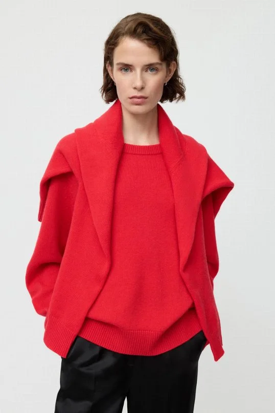 Oversize Pullover Boyfriend Crewneck Rouge