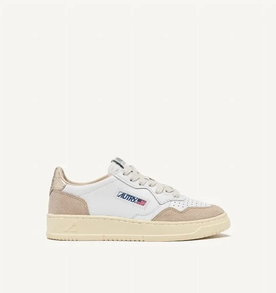 Sneaker Leather Suede White/Gold