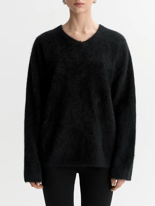 Pullover Brushed V-Neck Black