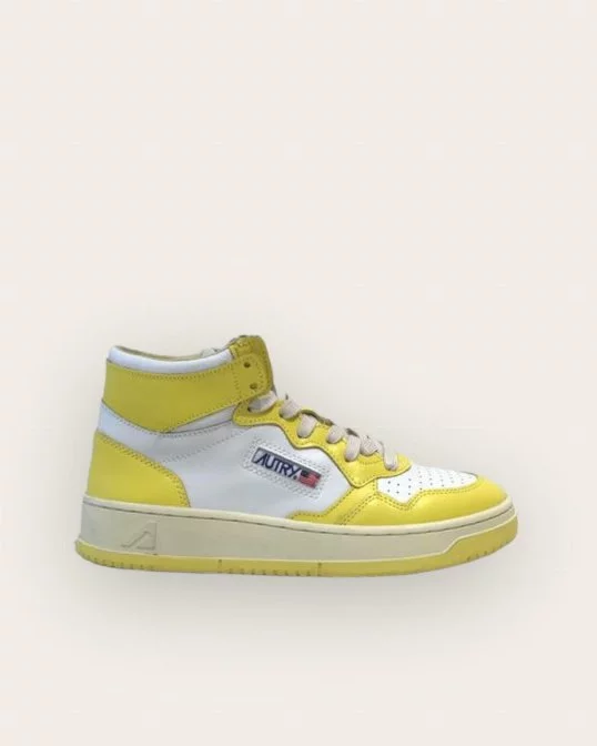 Sneaker Mid in White/Yellow