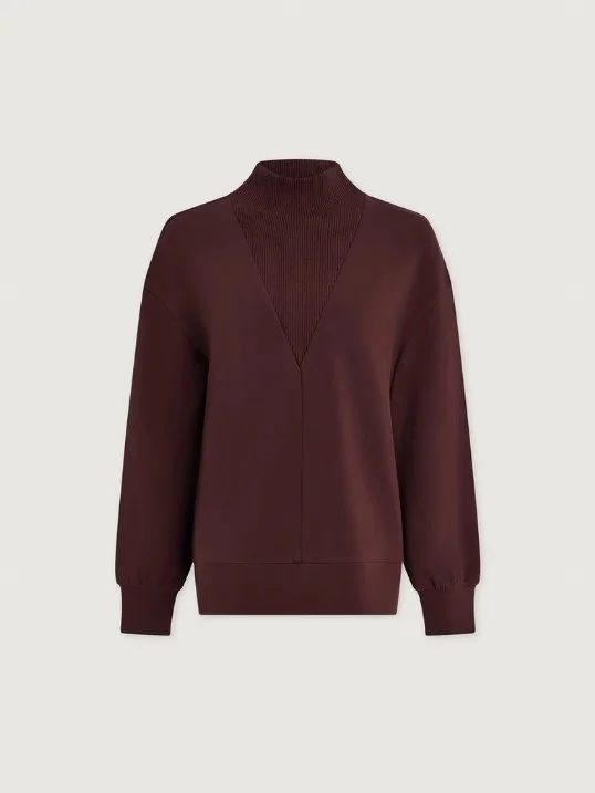 Sweater Novi Longline Mock Deep Mahogany