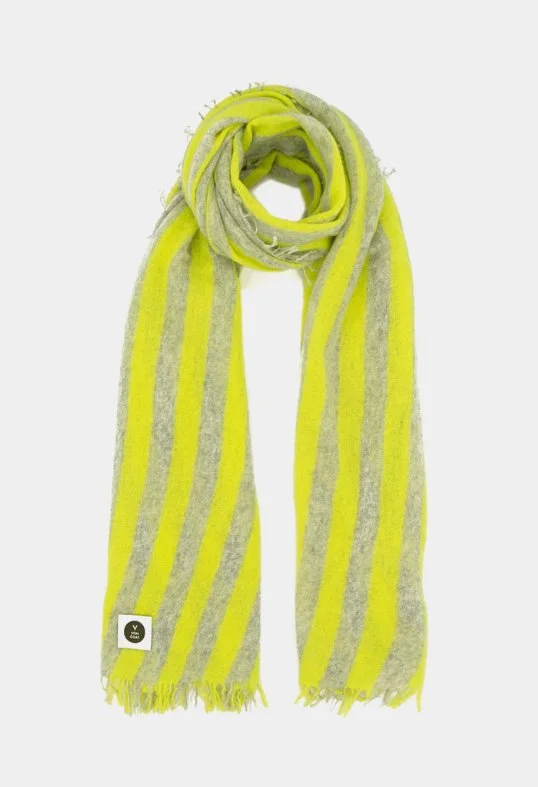 Schal Long Stripe Neon Yellow/Grey