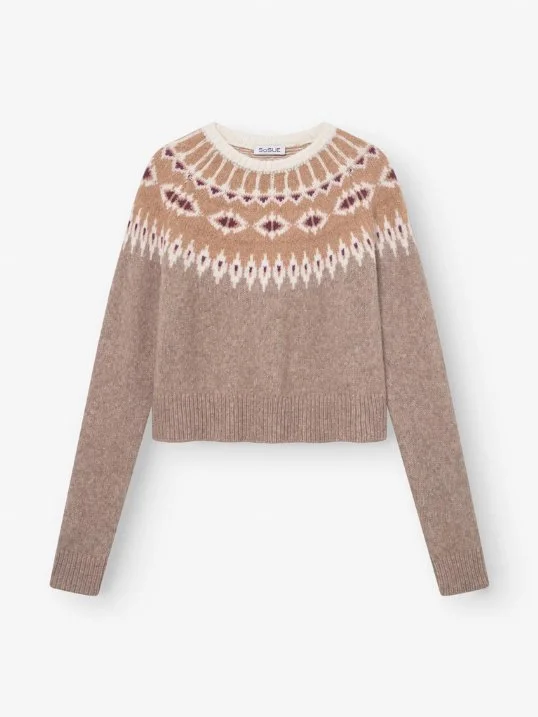 Pullover Norweger Beige Burgundy