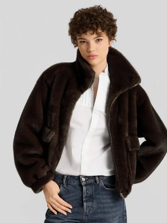 Jacke Faux Bomber Brown